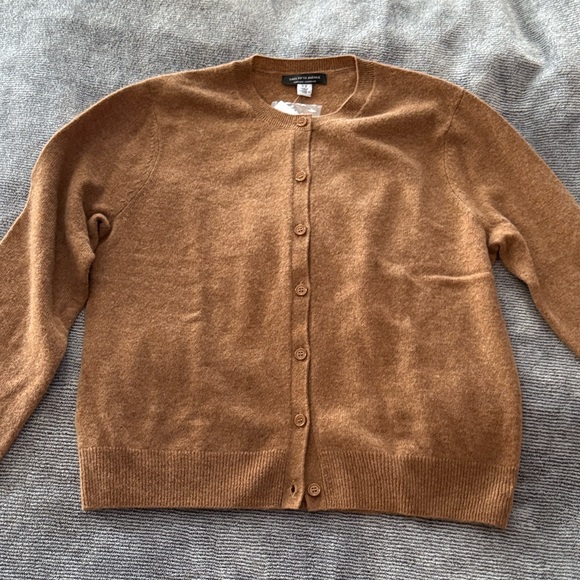 NWT Saks Fifth Avenue Toffee Cashmere Cardigan Sweater - Picture 3 of 3
